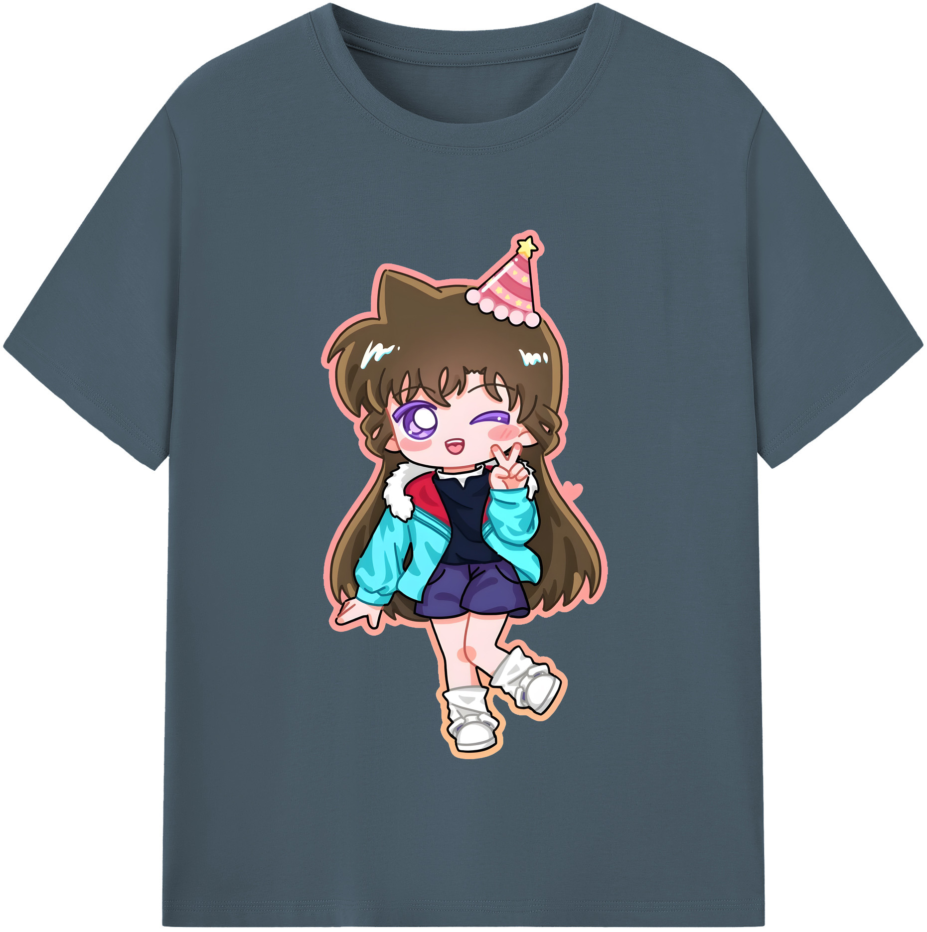（画像用） 名探偵コナン 毛利 蘭 もうり らん、モーリ ラン Detective Conan Rachel Moore 綿100％半袖Tシャツ（フロントプリント）